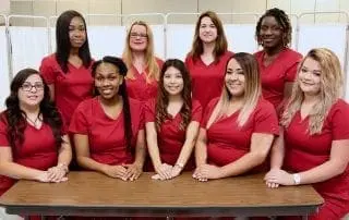 Healthcare professionals, hospital nurse staff group photo