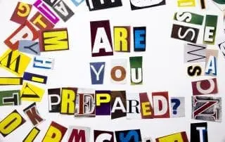 A word writing text showing concept of Are You Prepared question made of different magazine newspaper letter for Business case on the white background with space