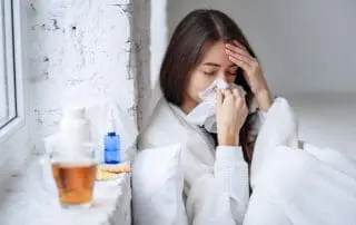 sick nurse with influenza