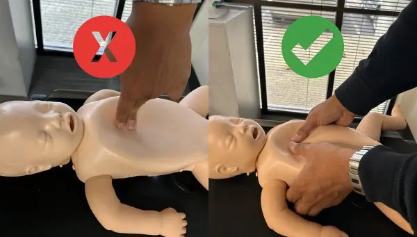 Old and new guidelines for infant compressions